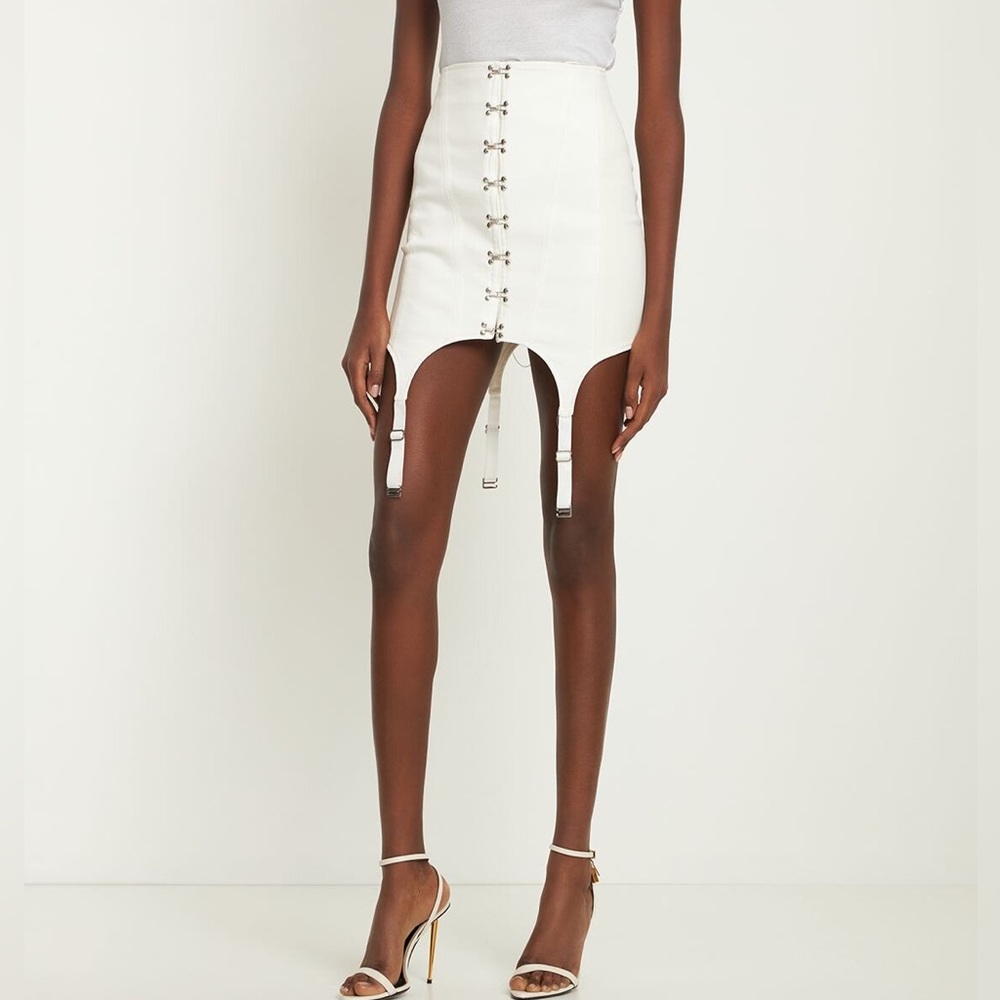 Dion Lee White Garter Corset Skirt UK4, XXS